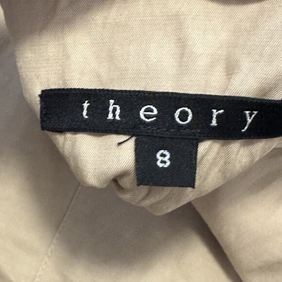 Theory Dress 8 A-line Cupro Cotton Shift Sleeveless Beige Workwear - Picture 5 of 10